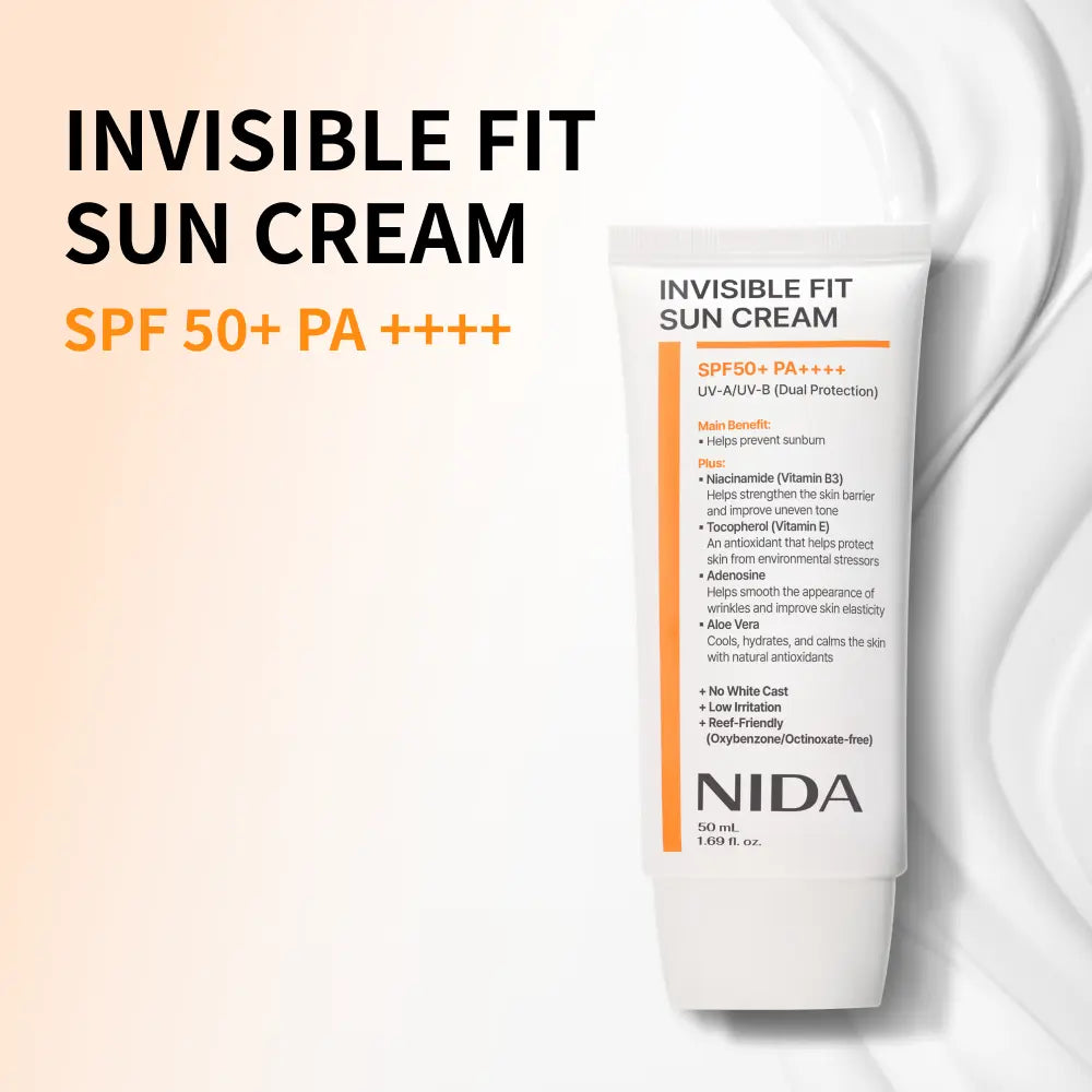 NIDA Invisible Fit Sun Cream (Korean Formula, SPF50+, PA++++) NIDA