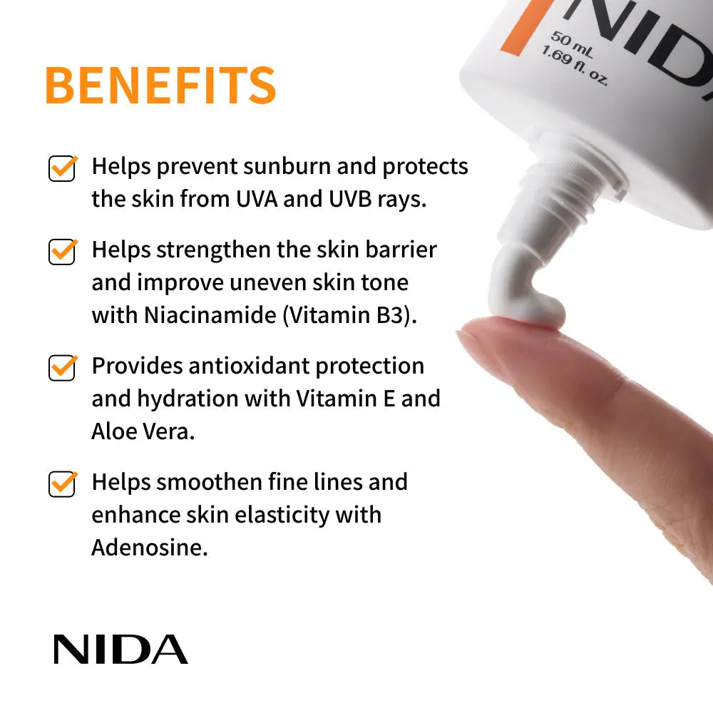 NIDA Invisible Fit Sun Cream (Korean Formula, SPF50+, PA++++) NIDA