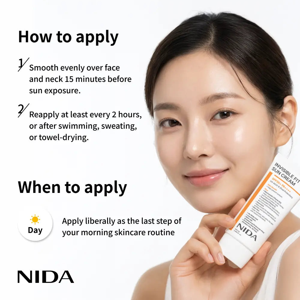 NIDA Invisible Fit Sun Cream (Korean Formula, SPF50+, PA++++) NIDA