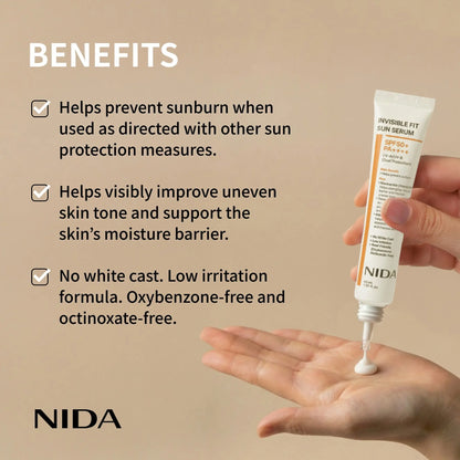 NIDA Invisible Fit Sun Serum (Korean Formula, SPF50+, PA++++) NIDA